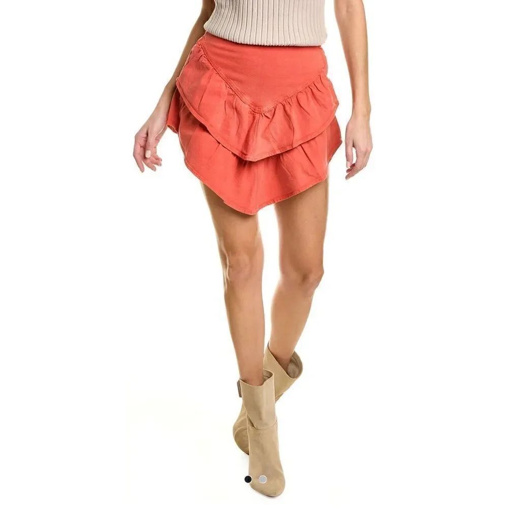 Mother The Ruffle Mini Skirt in Hot Coral NWT Size 27